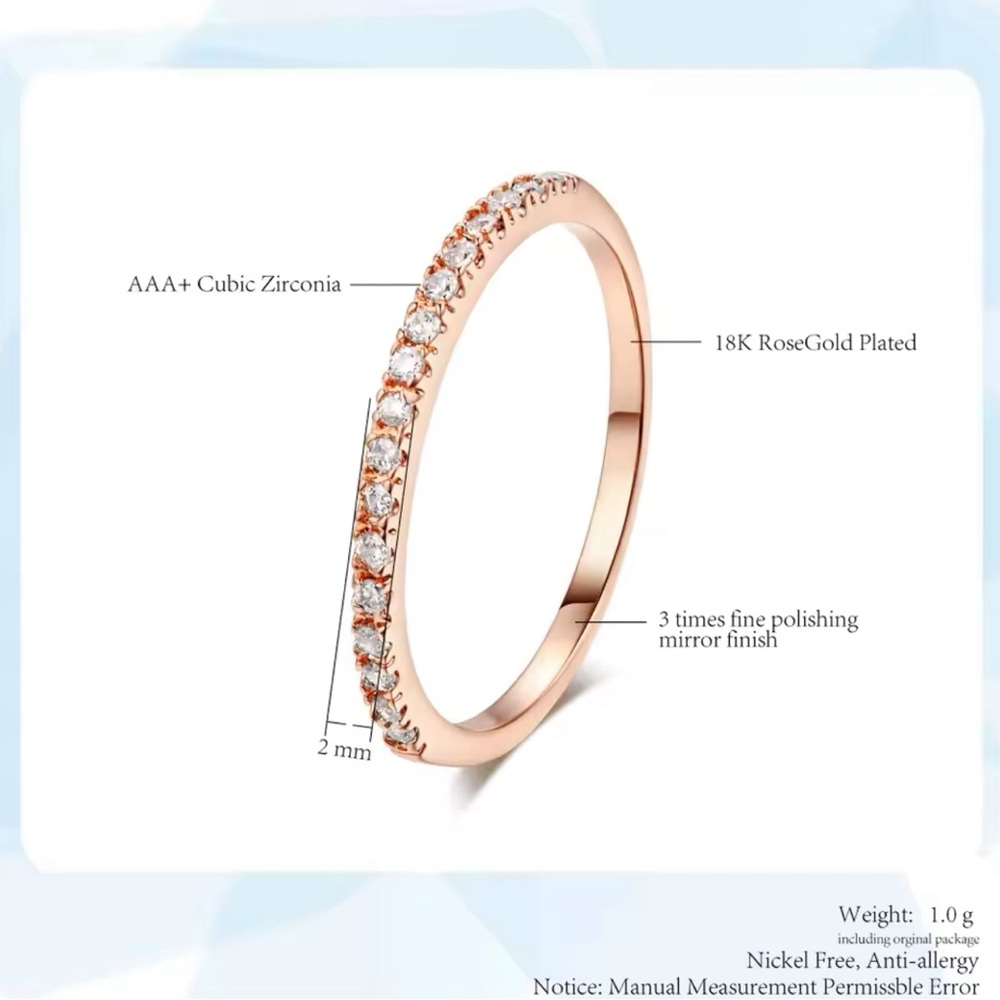 Rose Gold Zircon Ring 8 - Picture 5 of 14